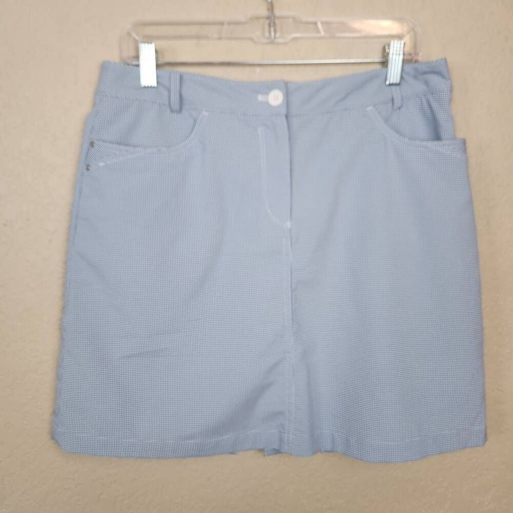 N Vo by Lanctot Blue and White Checks Active Skort Size 10 (7407)